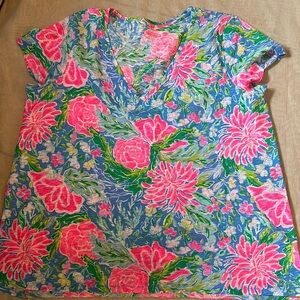 Lilly Pulitzer Boxy Blue and Pink Blouse
